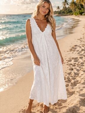 Petal & Pup White Eyelet Maxi Dress